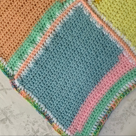 Crocheted Baby Afghan in Pastel Baby Colors. Handmade. - Picture 6 of 11